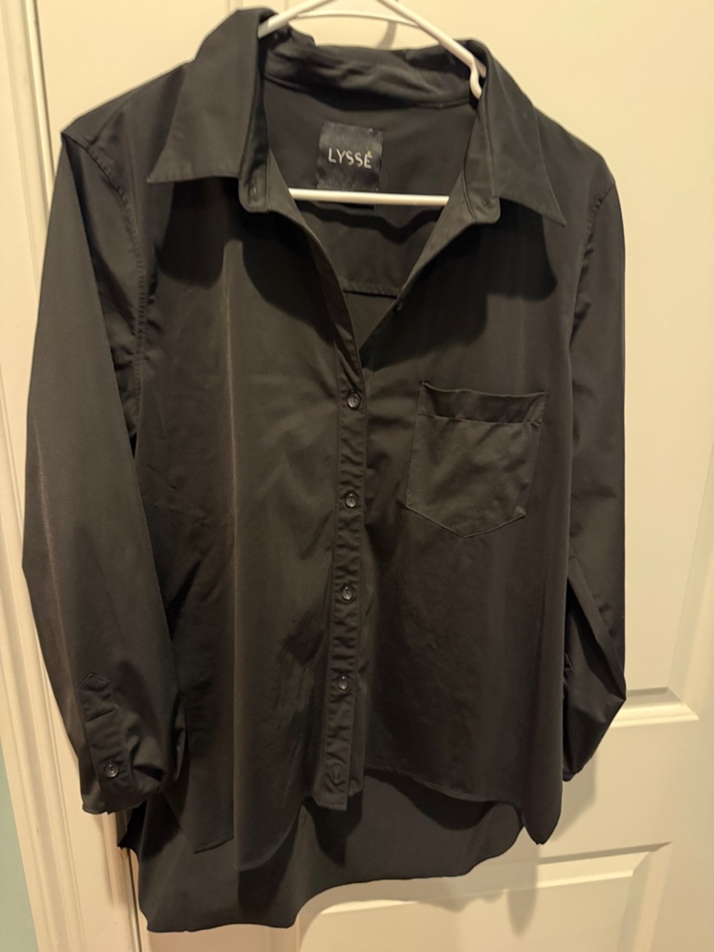 LYSSE Black Long-Sleeve Button-Down Shirt